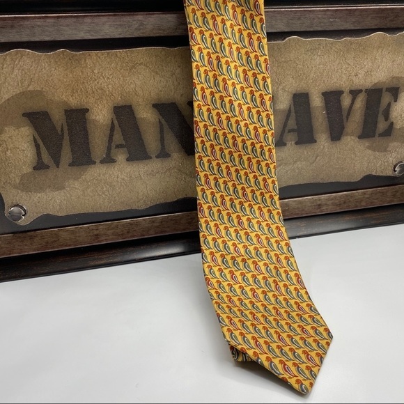 Burberry Gold Shearling Duck Silk Tie - Picture 6 of 6